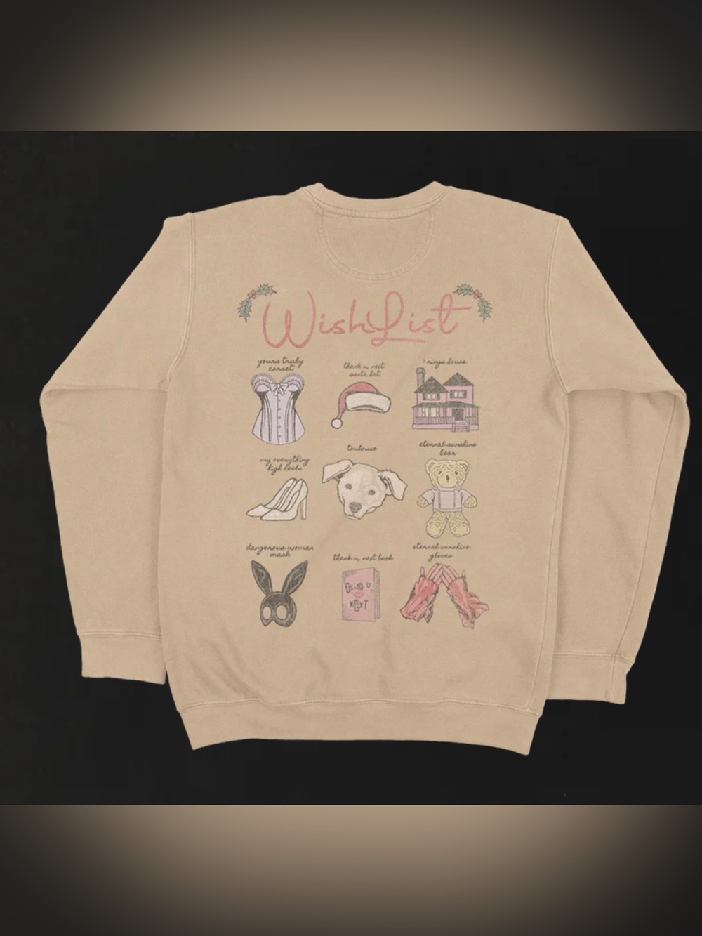 ARIANA GRANDE Ari's Wish List Crewneck Sweatshirt Size Large GUC